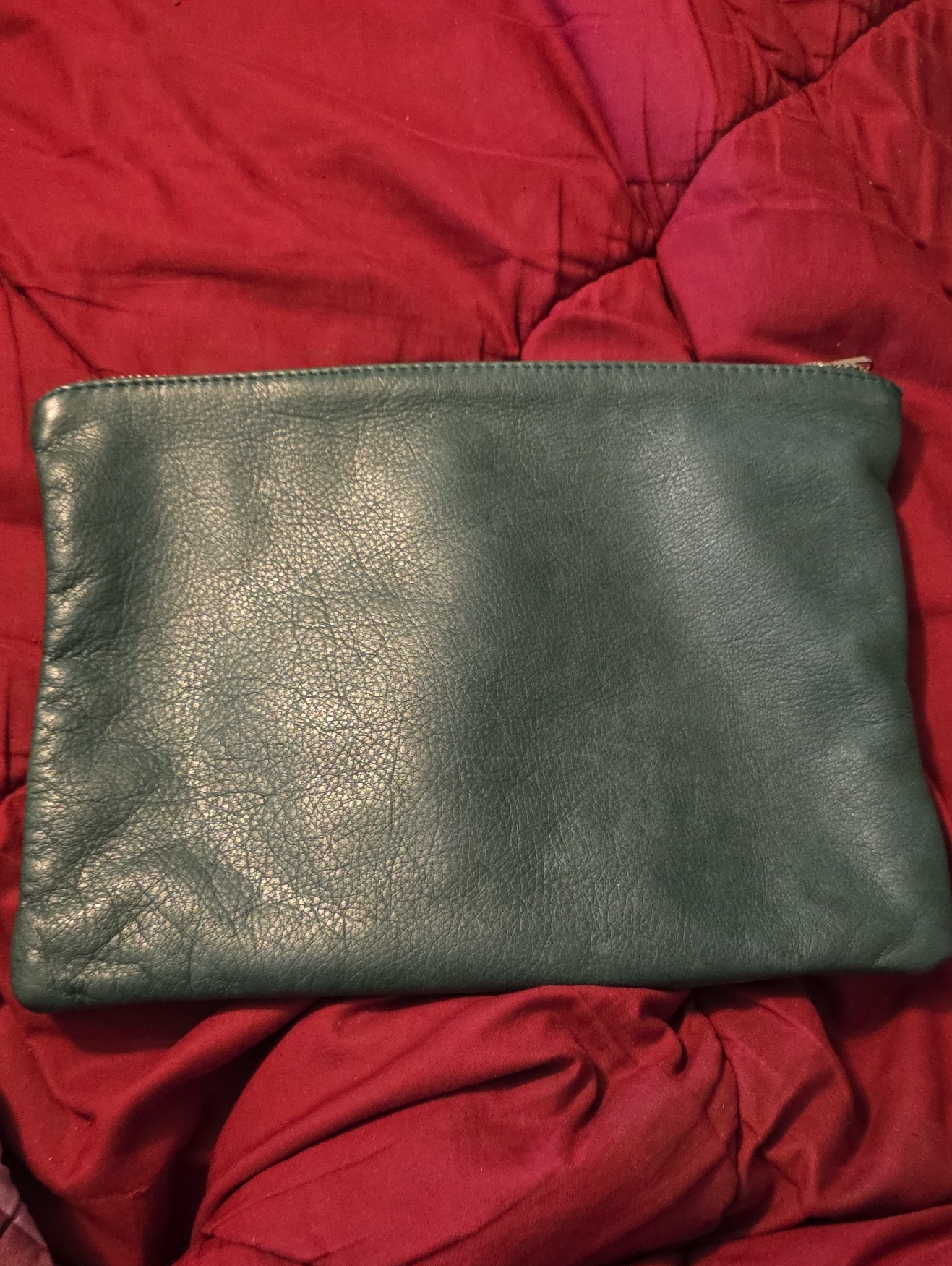 Baggu Green Leather Travel Pouch